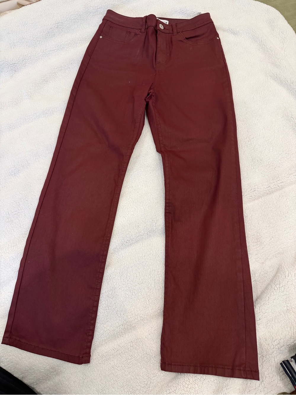 Zara Women's Cropped Straight Pants in Deep Wine